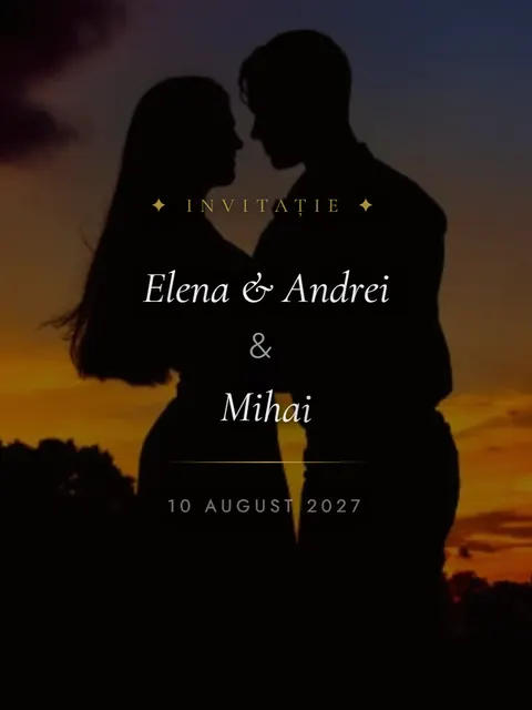 Previzualizare: ecranul de deschidere al invitației demo de logodnă, model Logodnă Romantică