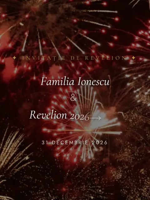 Previzualizare: ecranul de deschidere al invitației demo de revelion, model Revelion de Lux