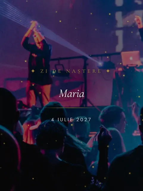 Previzualizare: ecranul de deschidere al invitației demo de zi de naștere, model Luxury