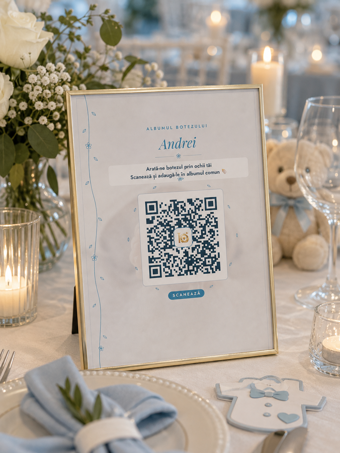Afiș QR tipărit — La eveniment — Botez